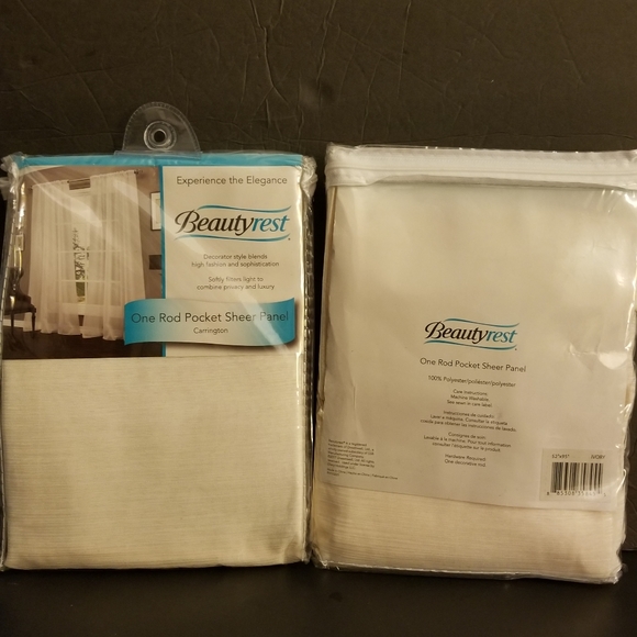 2 NEW BEAUTYREST Sheer Curtain Panels Ivory 52x95 - Picture 6 of 6
